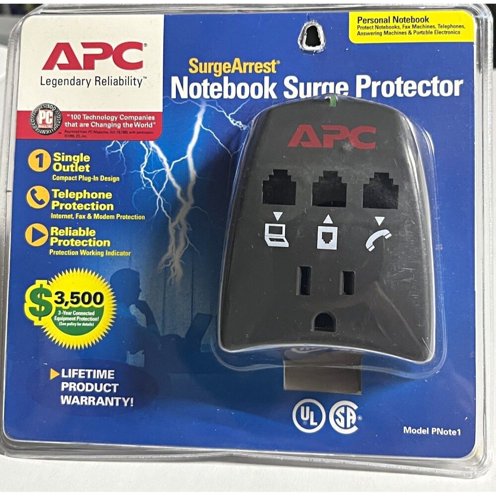 APC SurgeArrest PNOTE1 Surge Protector One Outlet 6ft Cable 650 Joules 120V
